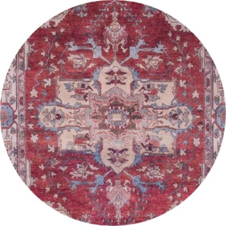 Safavieh 4 x 4 ft. Tucson Vintage Traditional Round Power Loomed Rug; Red & Beige TSN106Q-4R